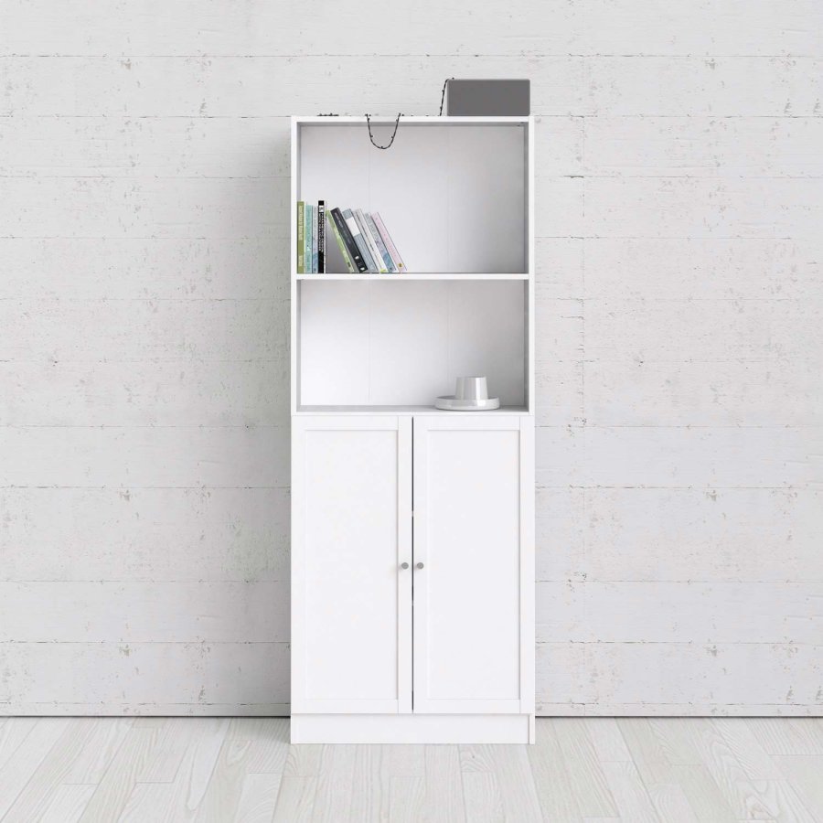 TVILUM Basic reol - hvid, m. 2 lger og 4 hylder 