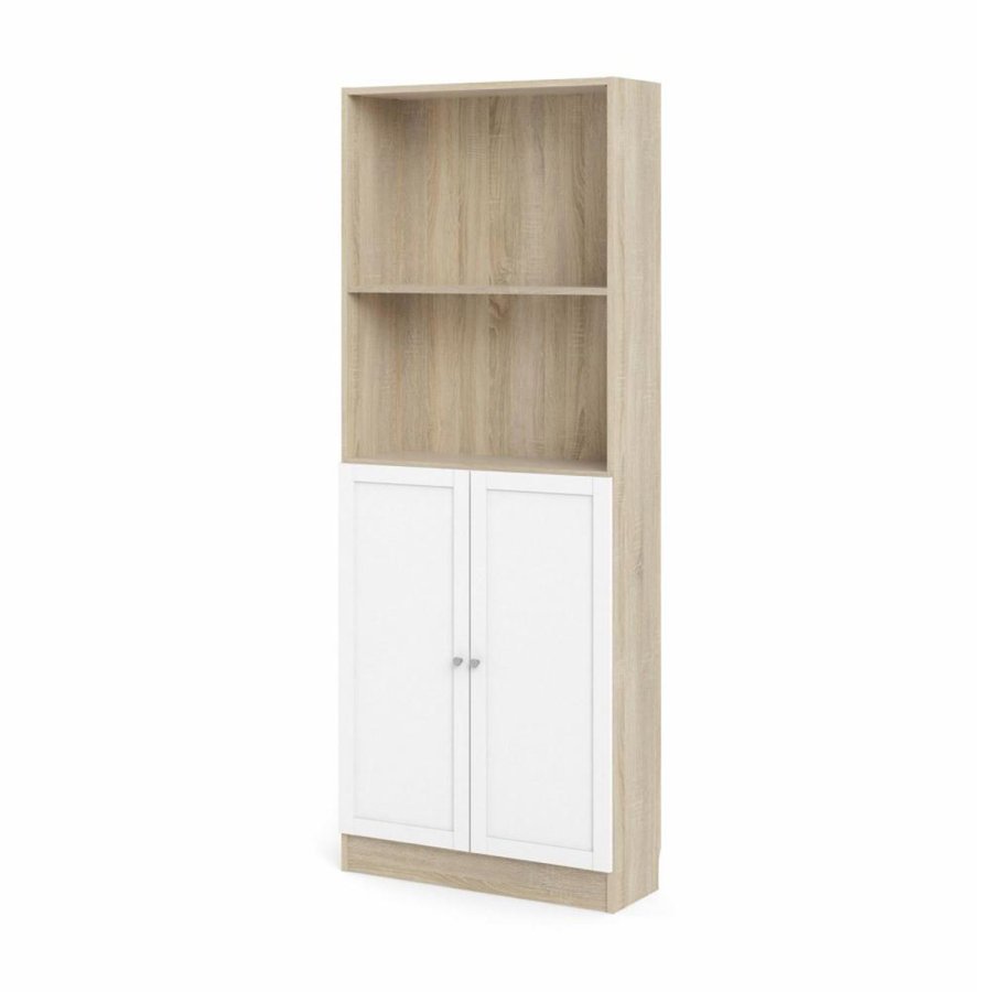 TVILUM Basic bogkasse, m. 2 lger - hvid og egetrsfarvet folie