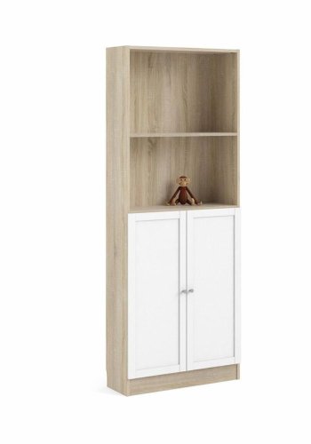 TVILUM Basic bogkasse, m. 2 lger - hvid og egetrsfarvet folie