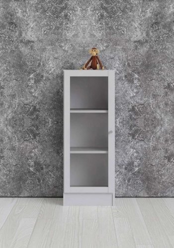 TVILUM Basic reol - klar glas/hvid, m. 1 lge og 2 hylder 