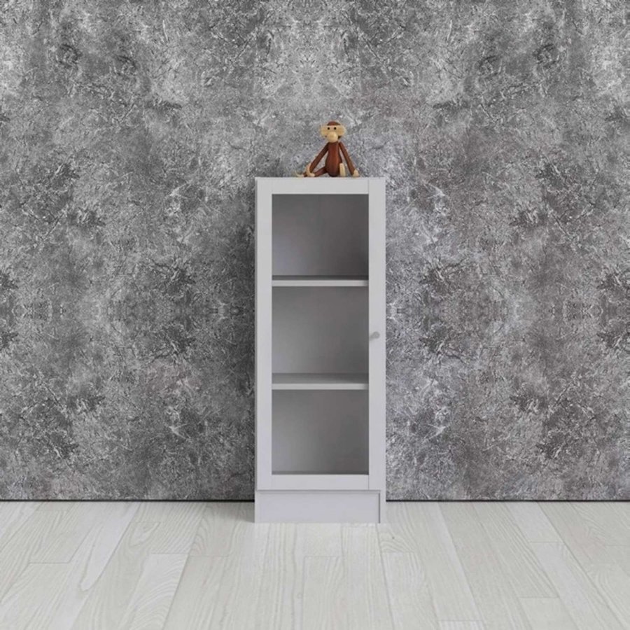 TVILUM Basic reol - klar glas/hvid, m. 1 lge og 2 hylder 