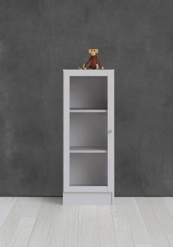 TVILUM Basic reol - klar glas/hvid, m. 1 lge og 2 hylder 