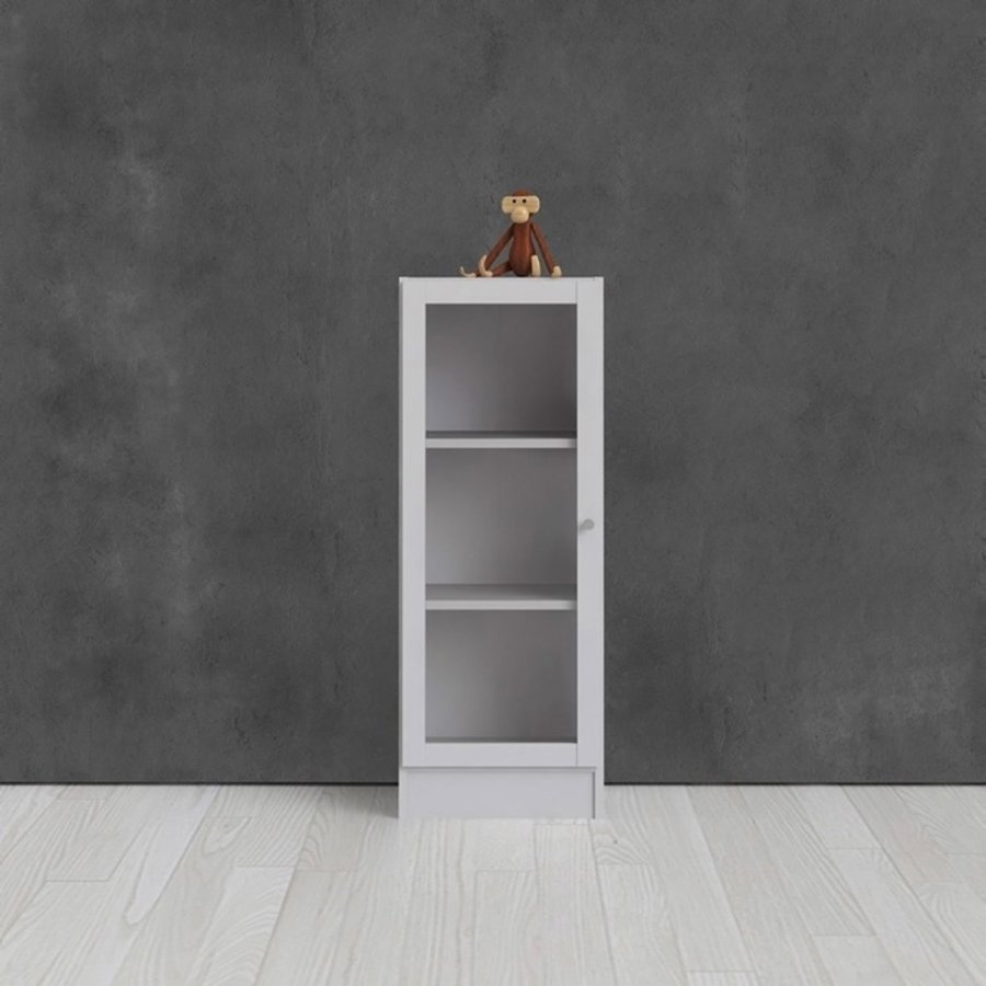 TVILUM Basic reol - klar glas/hvid, m. 1 lge og 2 hylder 