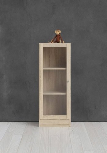 TVILUM Basic reol - klar/natur glas/egetrsstruktur, m. 1 lge og 2 hylder