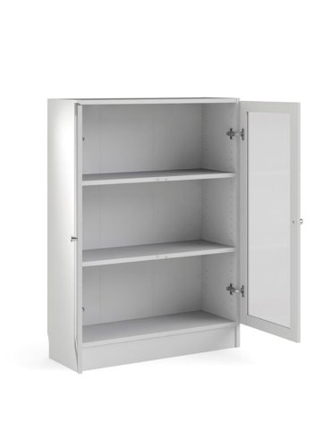 TVILUM Basic reol - klar glas og hvid, m. 2 lger og 2 hylder 