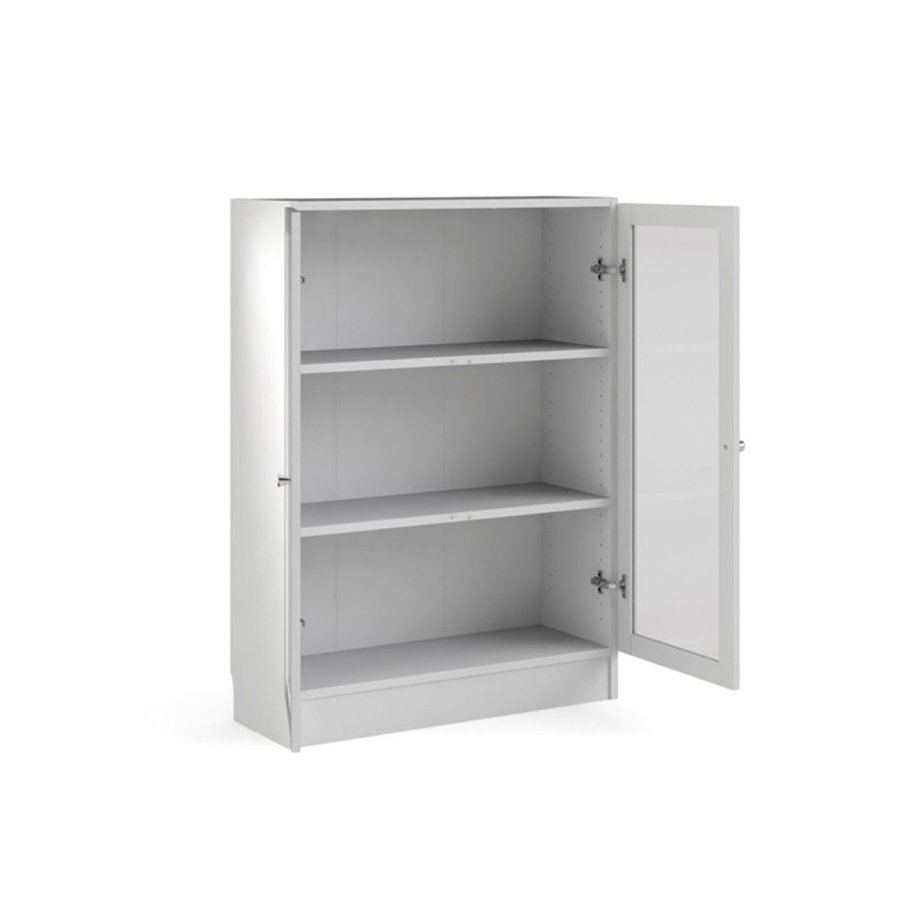 TVILUM Basic reol - klar glas og hvid, m. 2 lger og 2 hylder 