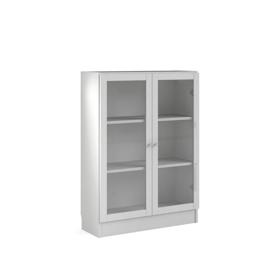 TVILUM Basic reol - klar glas og hvid, m. 2 lger og 2 hylder 