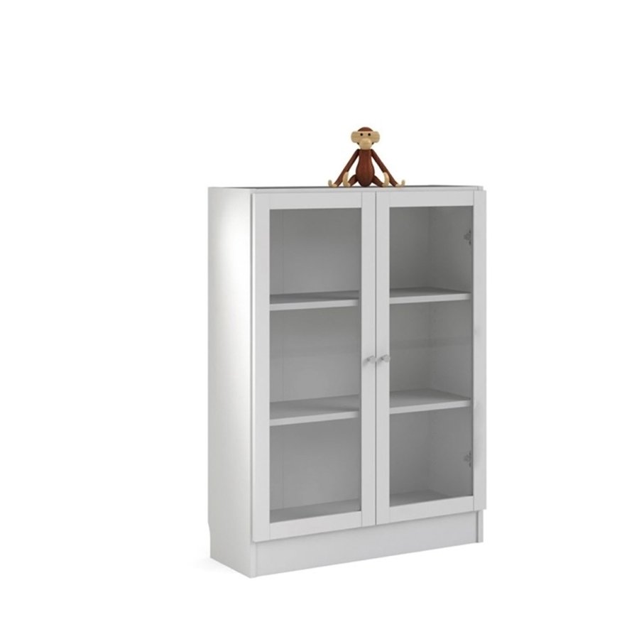 TVILUM Basic reol - klar glas og hvid, m. 2 lger og 2 hylder 