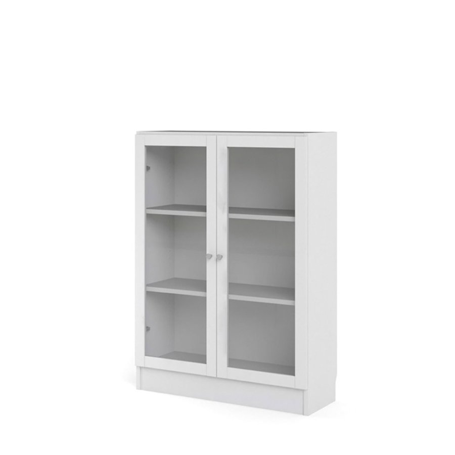 TVILUM Basic reol - klar glas og hvid, m. 2 lger og 2 hylder 