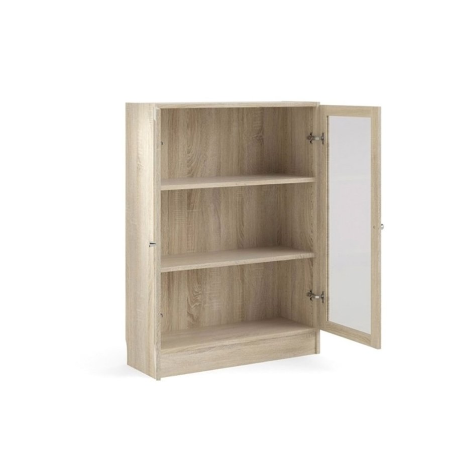 TVILUM Basic reol - klar/natur glas/egetrsstruktur, m. 2 lger og 2 hylder