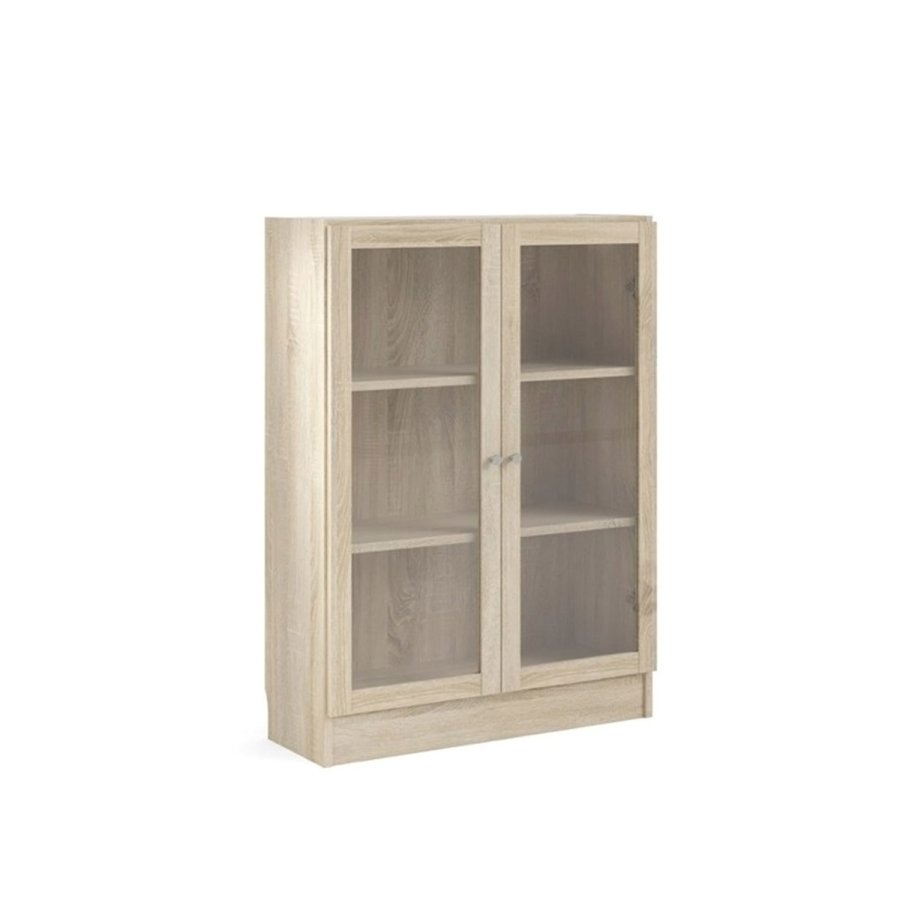 TVILUM Basic reol - klar/natur glas/egetrsstruktur, m. 2 lger og 2 hylder