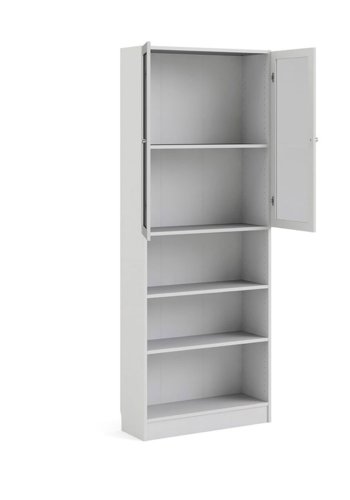 TVILUM Basic reol - klar glas og hvid, m. 2 lger og 4 hylder