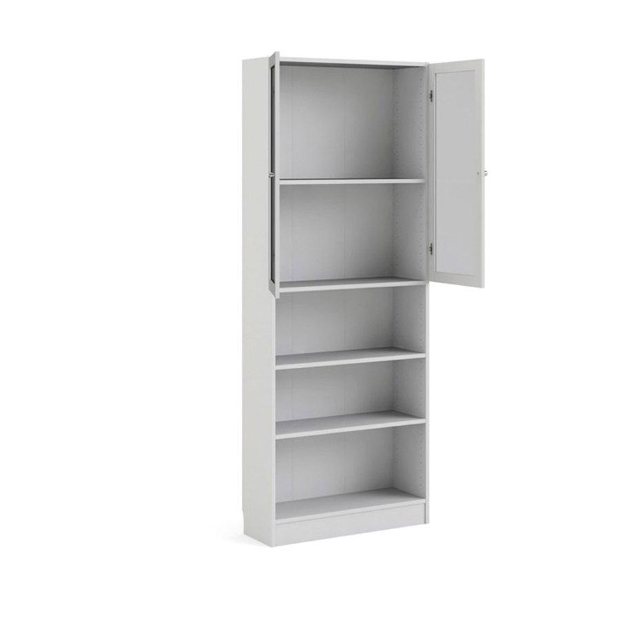 TVILUM Basic reol - klar glas og hvid, m. 2 lger og 4 hylder