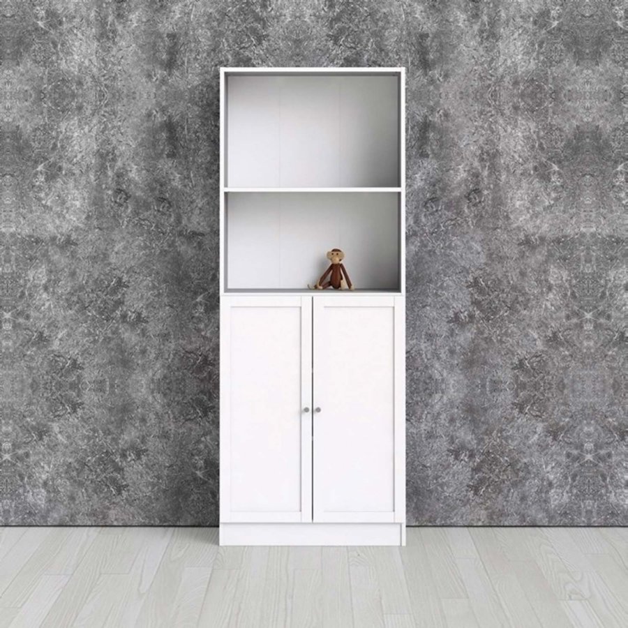 TVILUM Basic reol - hvid, m. 2 lger og 4 hylder 