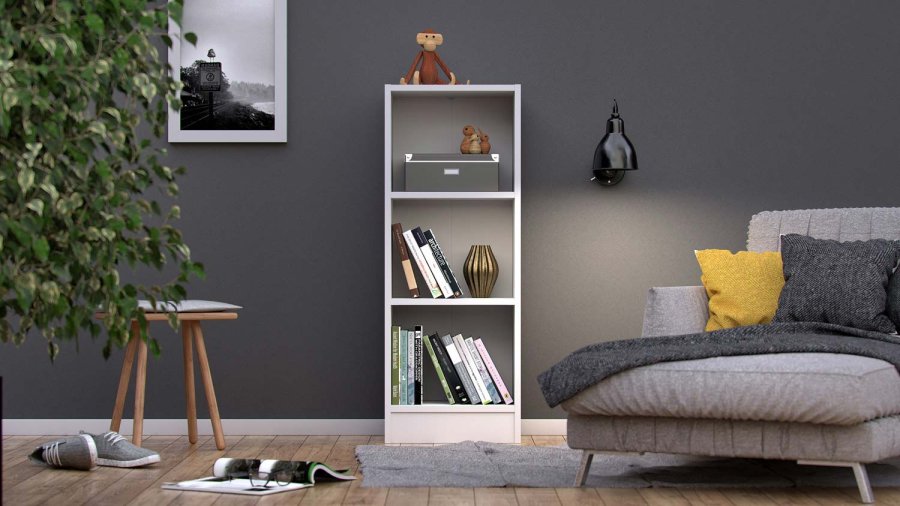 TVILUM Basic bogkasse - hvid, m. 2 hylder 