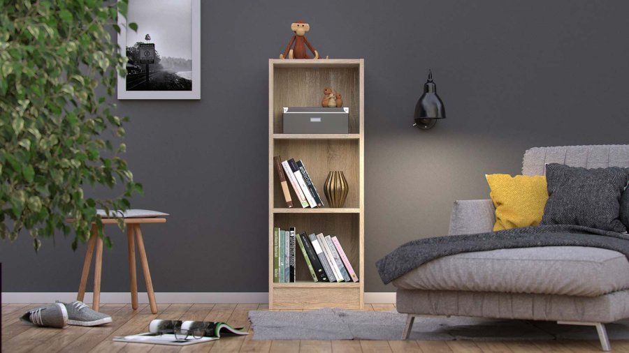 TVILUM Basic bogkasse - egetrsstruktur, m. 2 hylder