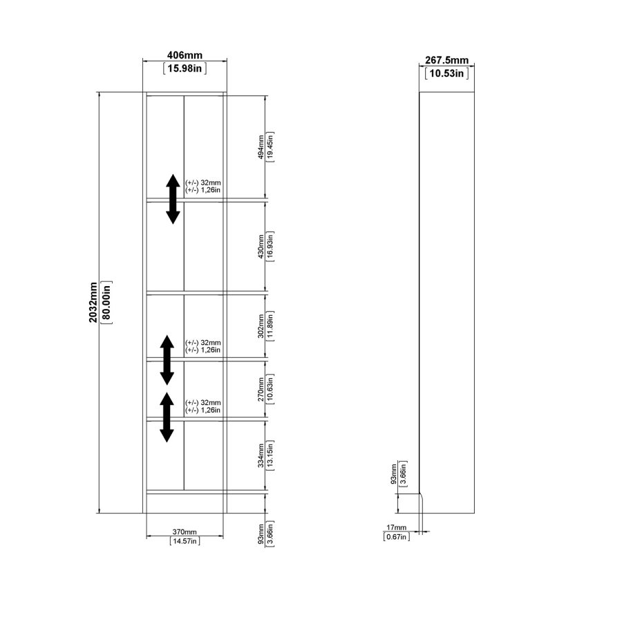 TVILUM Basic bogkasse - hvid, m. 4 hylder