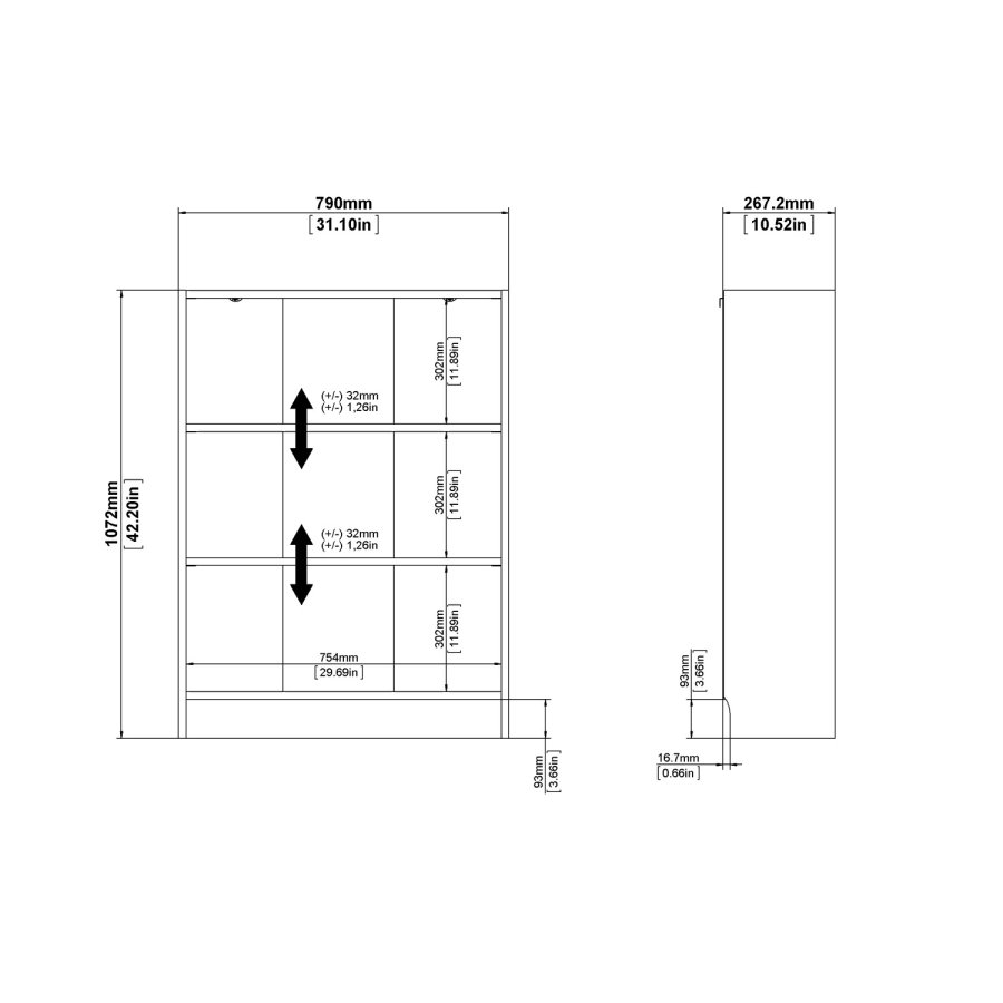 TVILUM Basic bogkasse - egetrsstruktur, m. 2 hylder