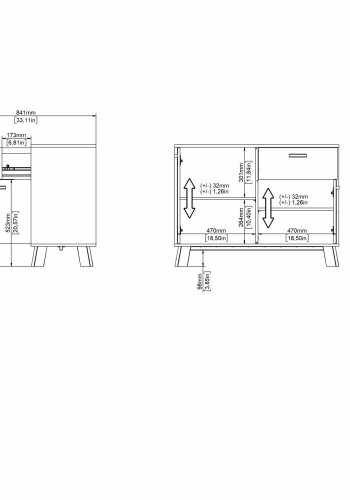 TVILUM Ikast Sknk 2 lger + 1 skuffe, Jackson Hickory/Hvid, 98,7 x 39,1 x 73 cm