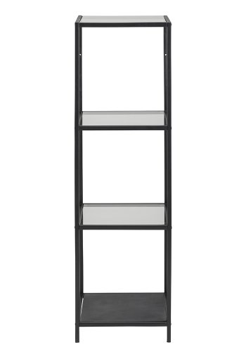 ACT NORDIC Seaford reol - klar/sort glas og sort metal, m. 3 hylder