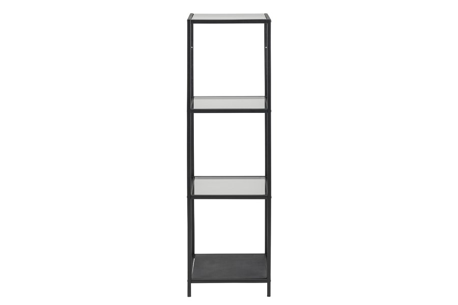 ACT NORDIC Seaford reol - klar/sort glas og sort metal, m. 3 hylder