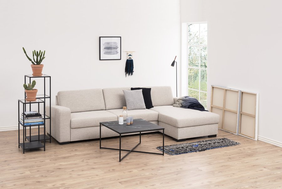 ACT NORDIC Seaford reol - klar/sort glas og sort metal, m. 3 hylder