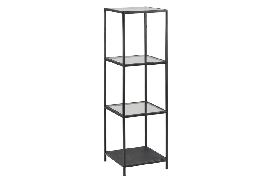 ACT NORDIC Seaford reol - klar/sort glas og sort metal, m. 3 hylder