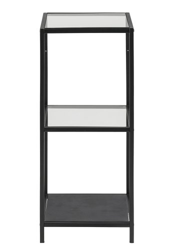 ACT NORDIC Seaford reol - klar/sort glas og sort metal, m. 2 hylder