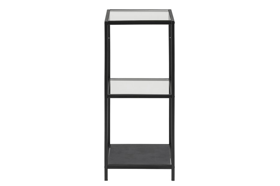 ACT NORDIC Seaford reol - klar/sort glas og sort metal, m. 2 hylder