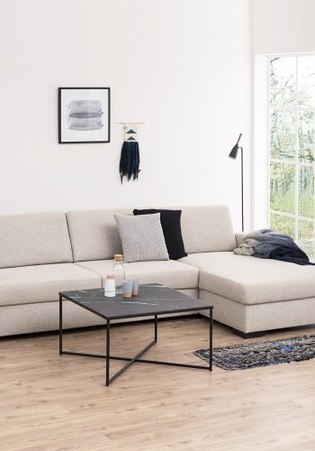 ACT NORDIC Seaford reol - klar/sort glas og sort metal, m. 2 hylder