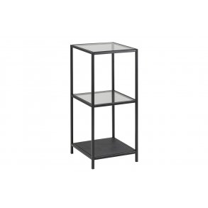 ACT NORDIC Seaford reol - klar/sort glas og sort metal, m. 2 hylder