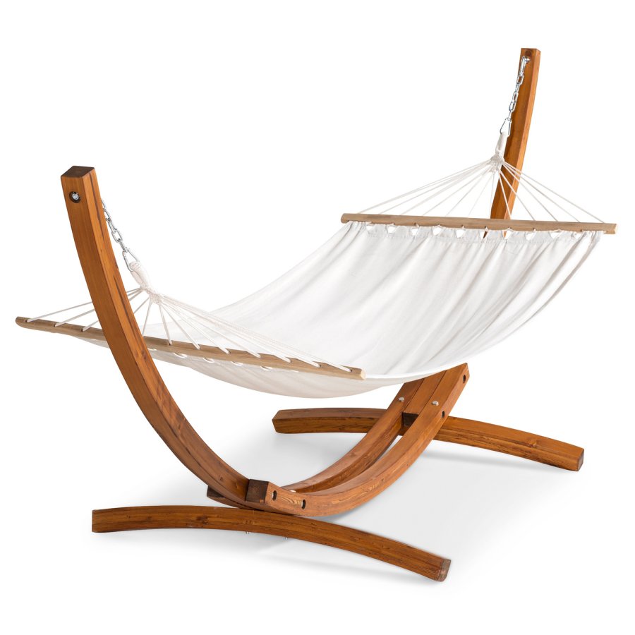 VENTURE DESIGN Hedvig hngekje med stativ - offwhite polyester og brun tr