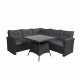VENTURE DESIGN Watford hjrnesofa st - gr hynder, glas og sort polyrattan