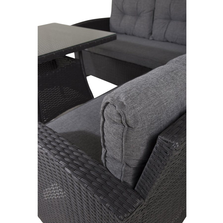 VENTURE DESIGN Watford hjrnesofa st - gr hynder, glas og sort polyrattan