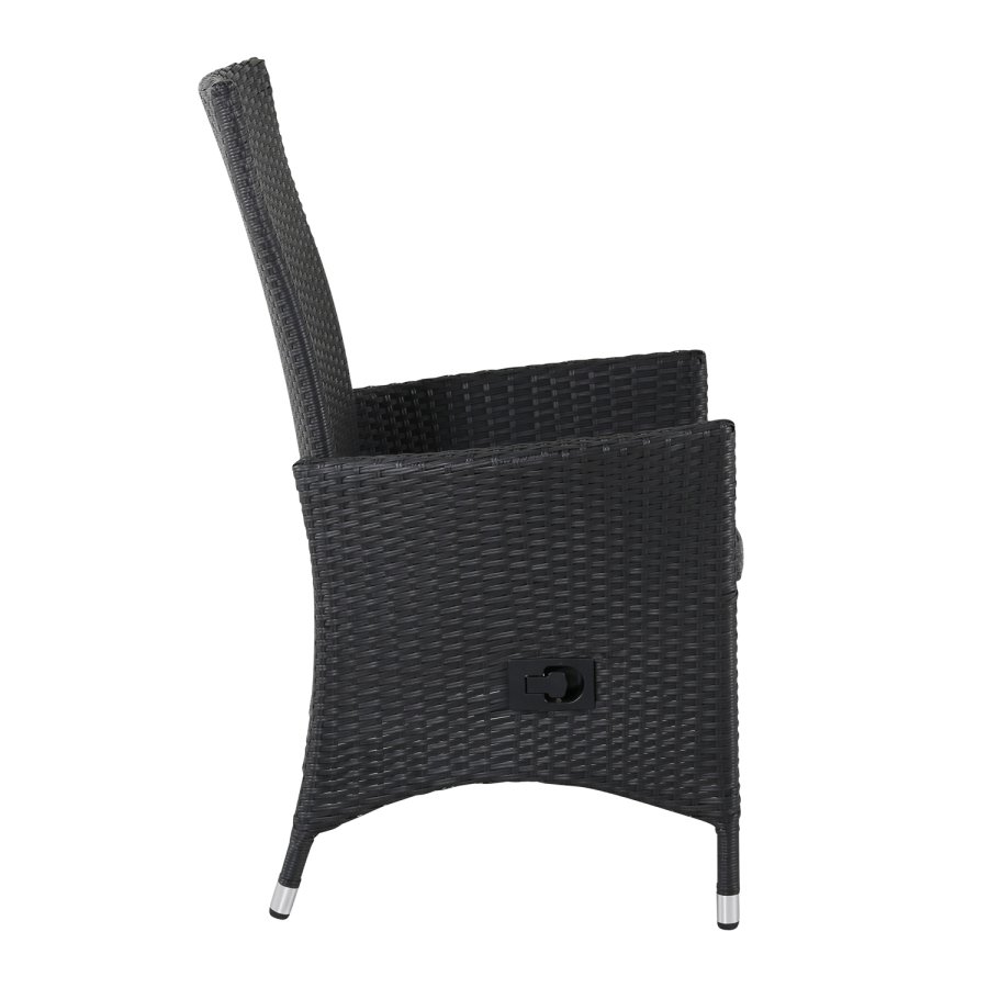 VENTURE DESIGN Padova recliner havestol, m. armln og hynde - gr polyester og sort polyrattan