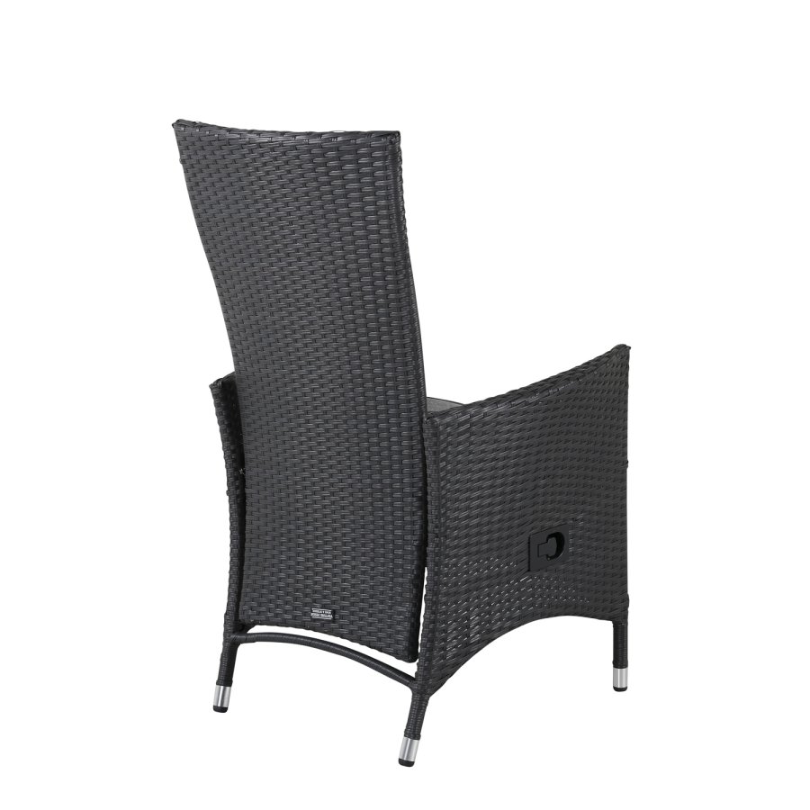 VENTURE DESIGN Padova recliner havestol, m. armln og hynde - gr polyester og sort polyrattan
