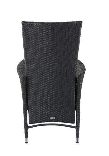 VENTURE DESIGN Padova recliner havestol, m. armln og hynde - gr polyester og sort polyrattan