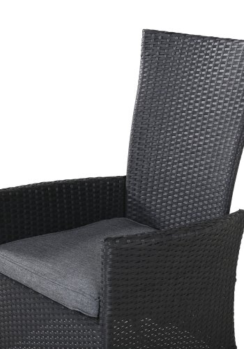 VENTURE DESIGN Padova recliner havestol, m. armln og hynde - gr polyester og sort polyrattan
