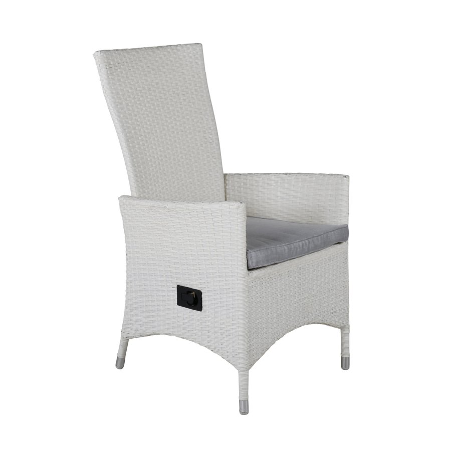 VENTURE DESIGN Padova - Recliner - White Wicker/grey cushion