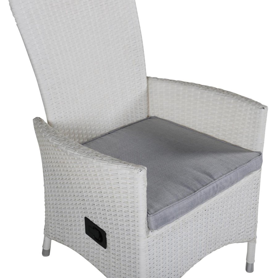 VENTURE DESIGN Padova - Recliner - White Wicker/grey cushion