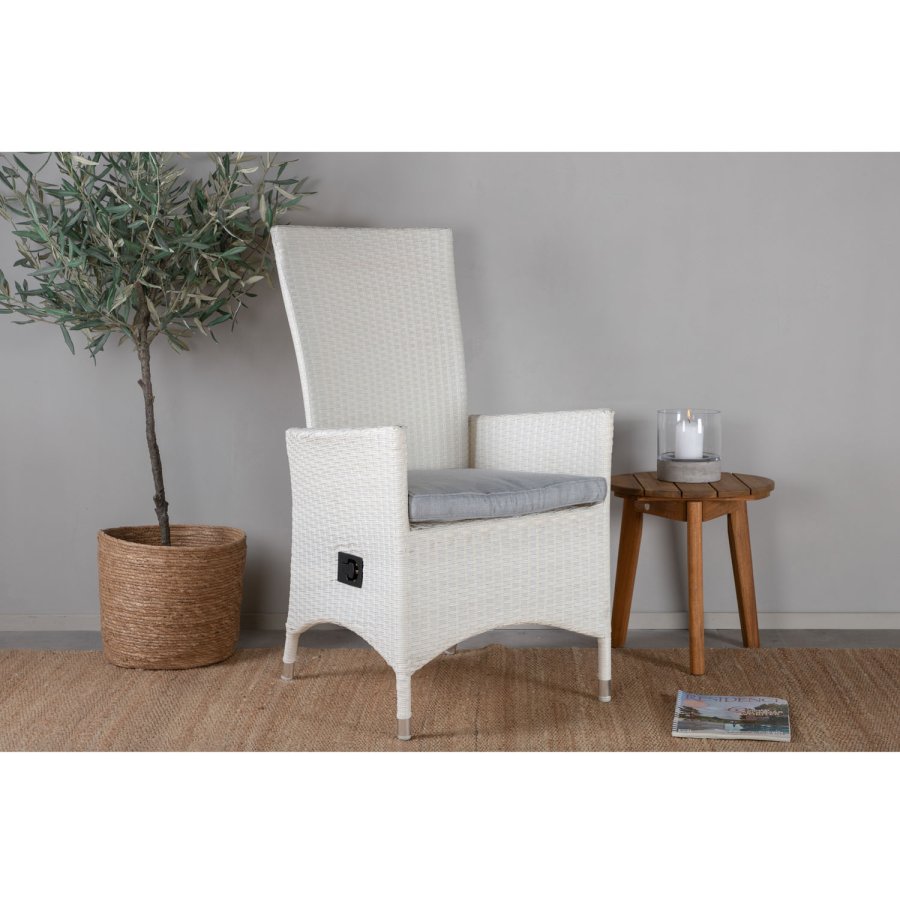 VENTURE DESIGN Padova - Recliner - White Wicker/grey cushion