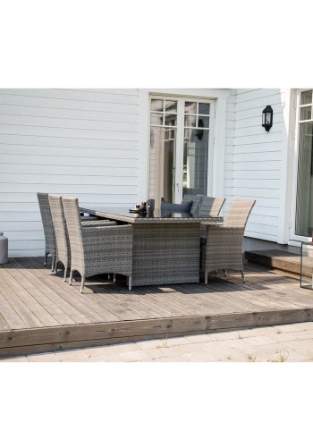 VENTURE DESIGN rektangulr Padova havebord - glas og gr aluminium (200x100)