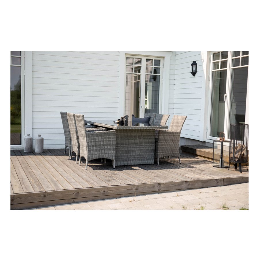 VENTURE DESIGN rektangulr Padova havebord - glas og gr aluminium (200x100)