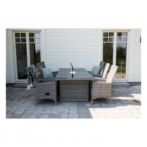 VENTURE DESIGN rektangulr Padova havebord - glas og gr aluminium (200x100)