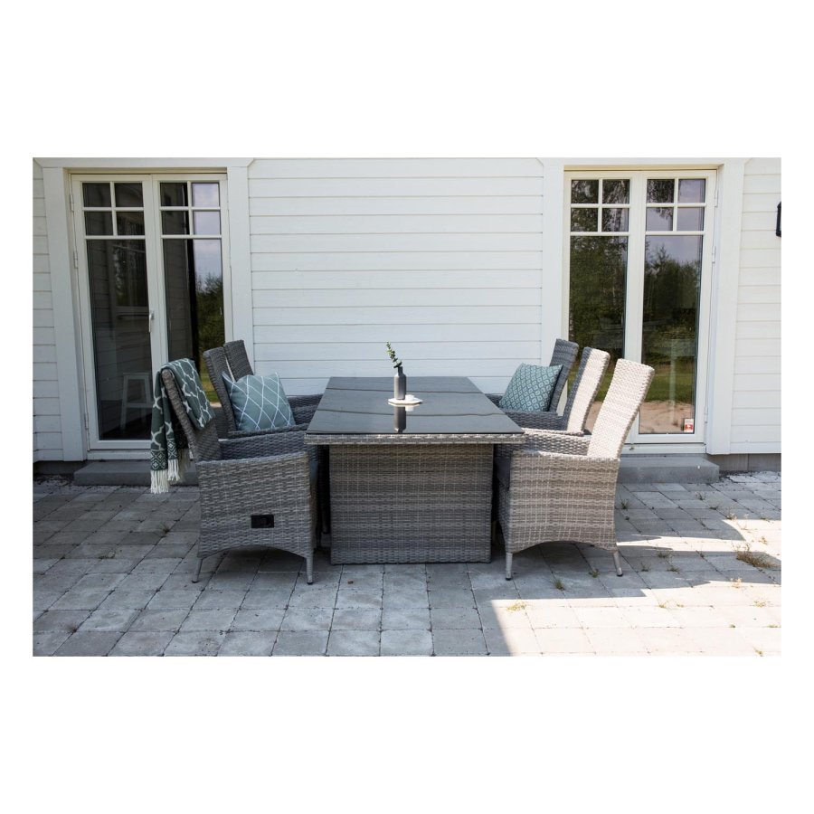 VENTURE DESIGN rektangulr Padova havebord - glas og gr aluminium (200x100)