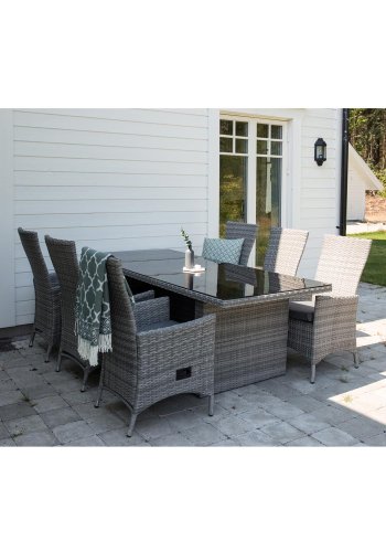 VENTURE DESIGN rektangulr Padova havebord - glas og gr aluminium (200x100)