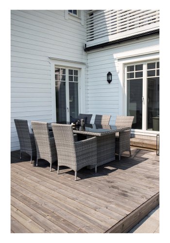 VENTURE DESIGN rektangulr Padova havebord - glas og gr aluminium (200x100)