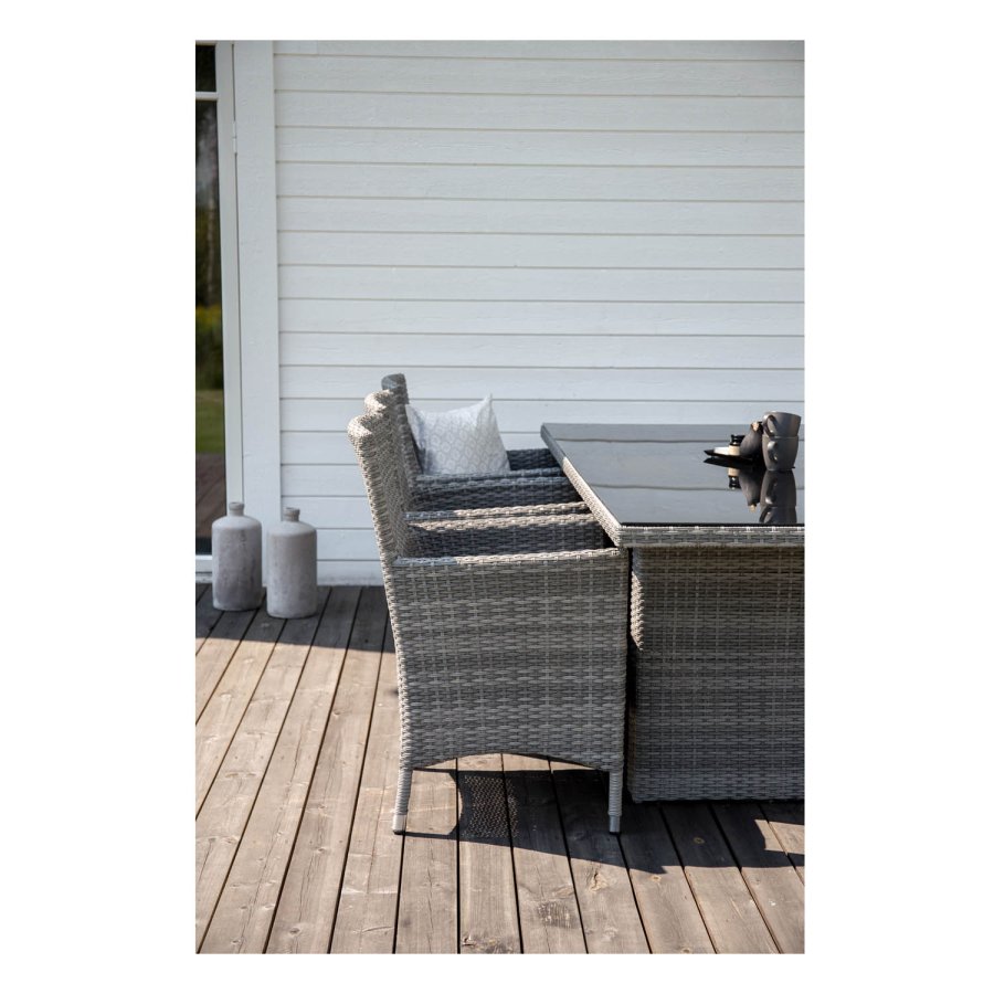 VENTURE DESIGN rektangulr Padova havebord - glas og gr aluminium (200x100)