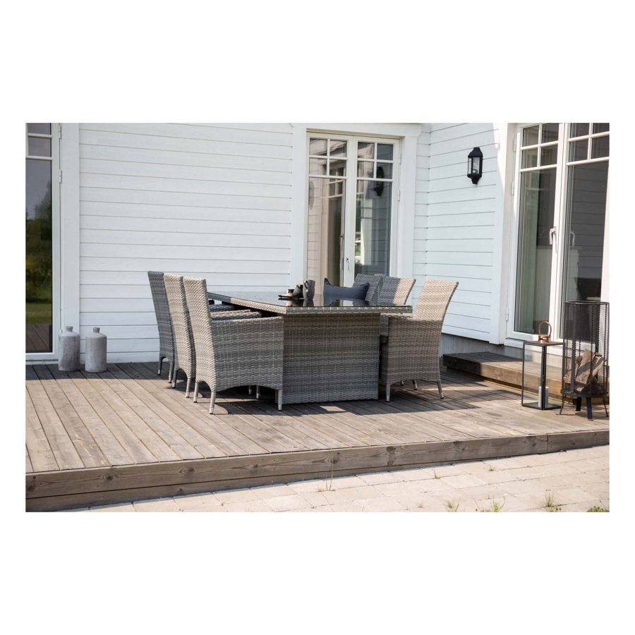 VENTURE DESIGN rektangulr Padova havebord - glas og gr aluminium (200x100)