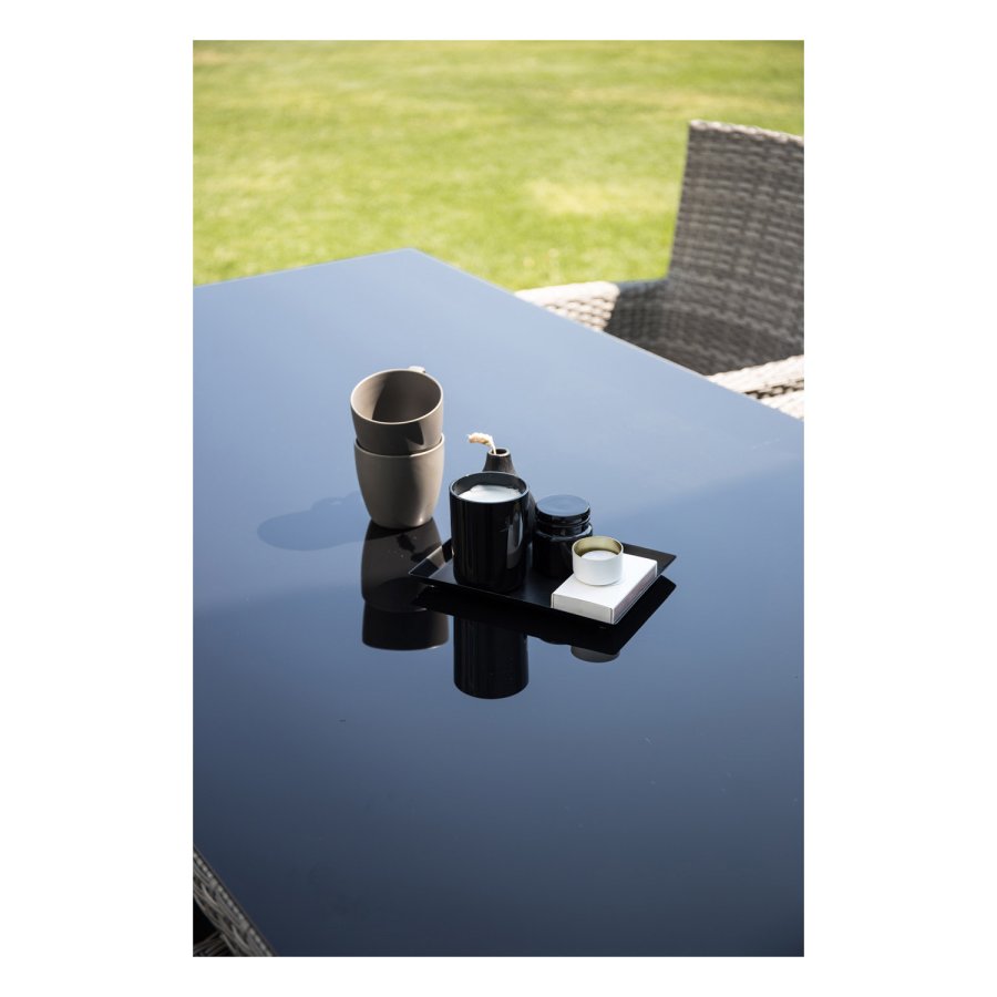 VENTURE DESIGN rektangulr Padova havebord - glas og gr aluminium (200x100)
